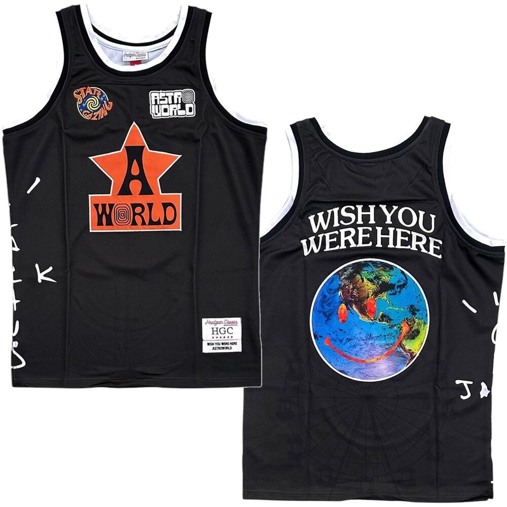 Astro World Black Graphic Tank Top - "Wish You Were Here"
